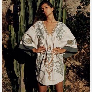 ZARA Embroidered Linen Dress boho